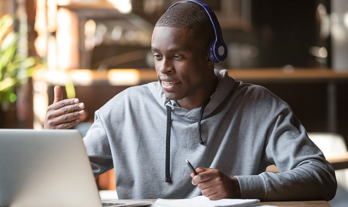 Student studying online