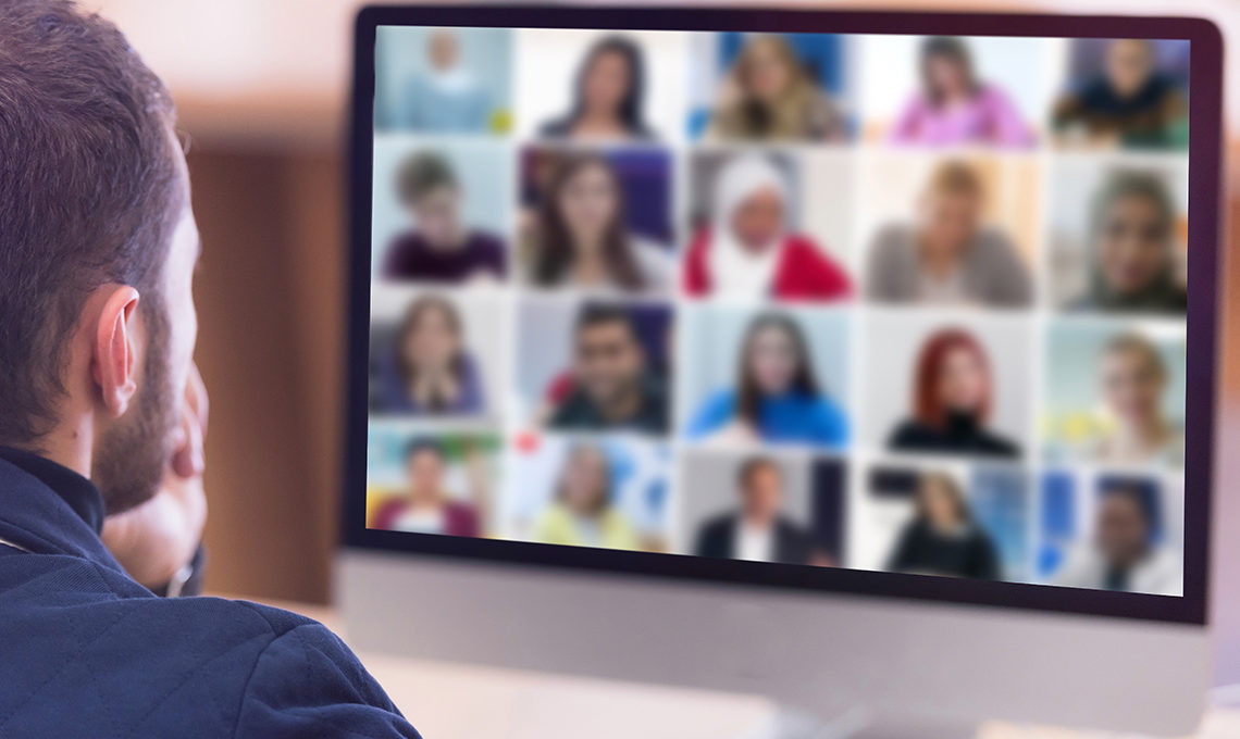 Teacher giving a class via video conference