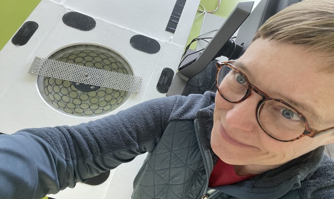 Dr. Nicole Ruiter with the next-generation breast cancer screening device.