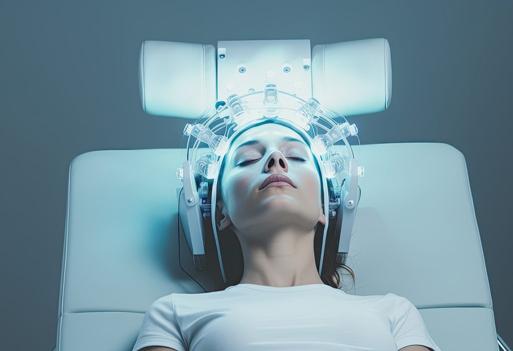 Headset captures data from sleeping woman