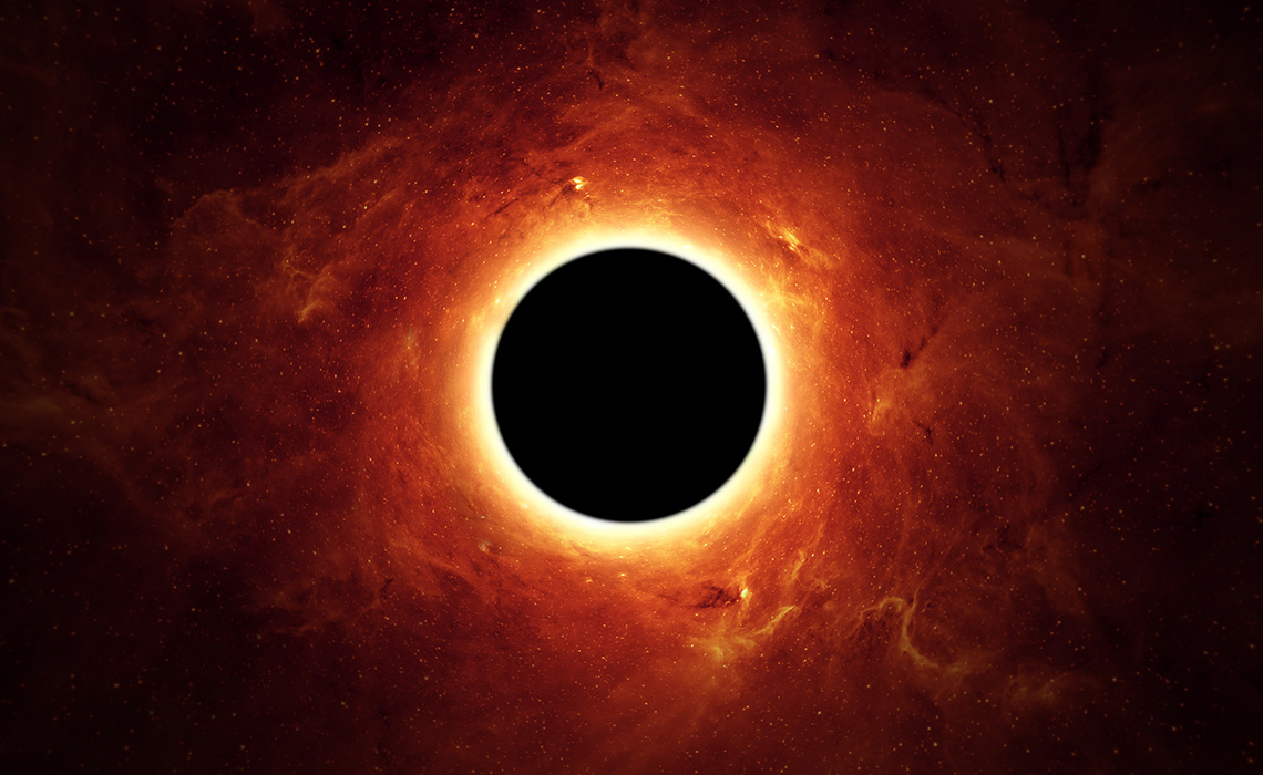 Image of a black hole in space